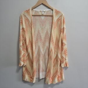 Chico's Linen Blend Lightweight Linen Blend Chevron Sunset Cardigan Size Medium